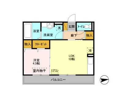 リヴェールⅡ(1LDK/3階)の間取り写真
