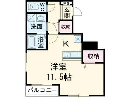 ツリーデン勝田台2(ワンルーム/3階)の間取り写真