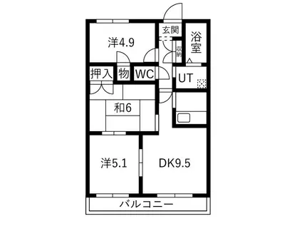 グランドヒルズ正徳2番館(3LDK/3階)の間取り写真