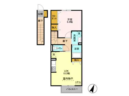 ハピネスⅢ(1LDK/2階)の間取り写真