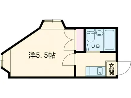 マドカハイツアオイ1(ワンルーム/2階)の間取り写真