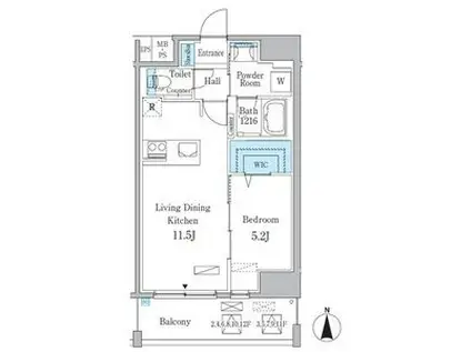 アリエッタNAGOYA(1LDK/11階)の間取り写真