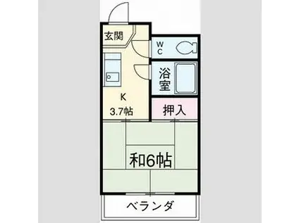 シャンブルブランシュ(1K/2階)の間取り写真