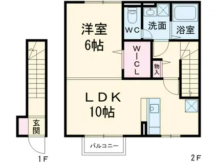 クレセント(1LDK/2階)の間取り写真