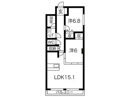 センチュリーパ-ク善進本町(2LDK/2階)の間取り写真