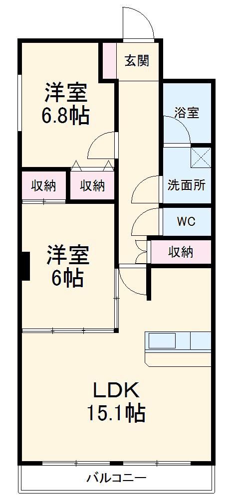 センチュリーパ-ク善進本町(2LDK/6階)の間取り写真