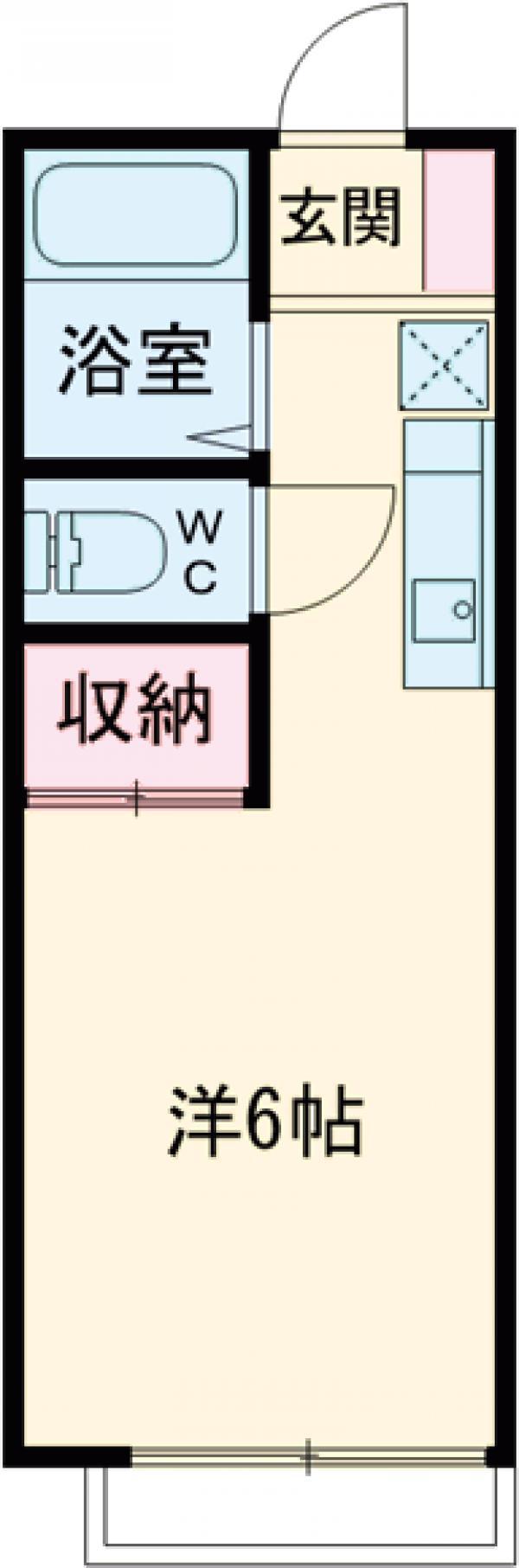 カーサ宮崎Ⅱ(1K/2階)の間取り写真