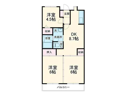 フルセイル東橋本(3DK/2階)の間取り写真