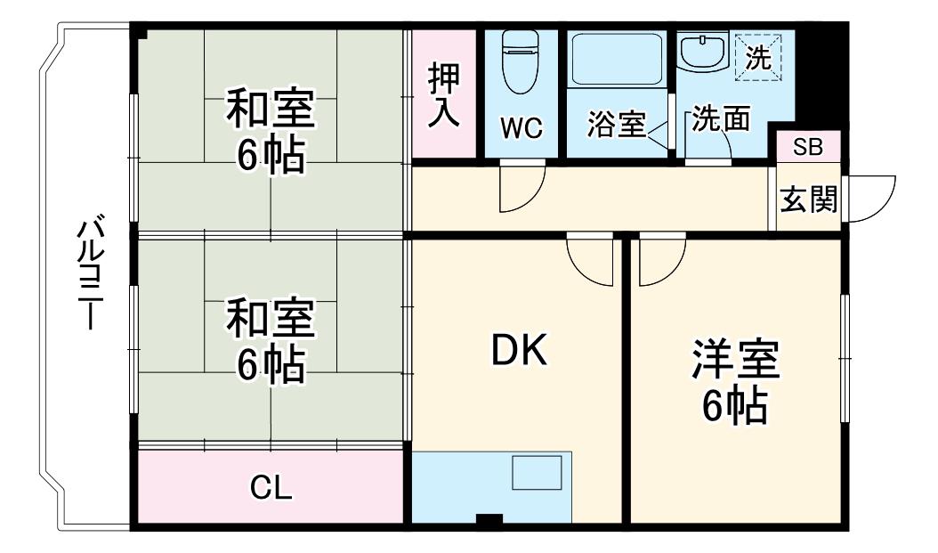 紫雲荘ビル(3DK/2階)の間取り写真