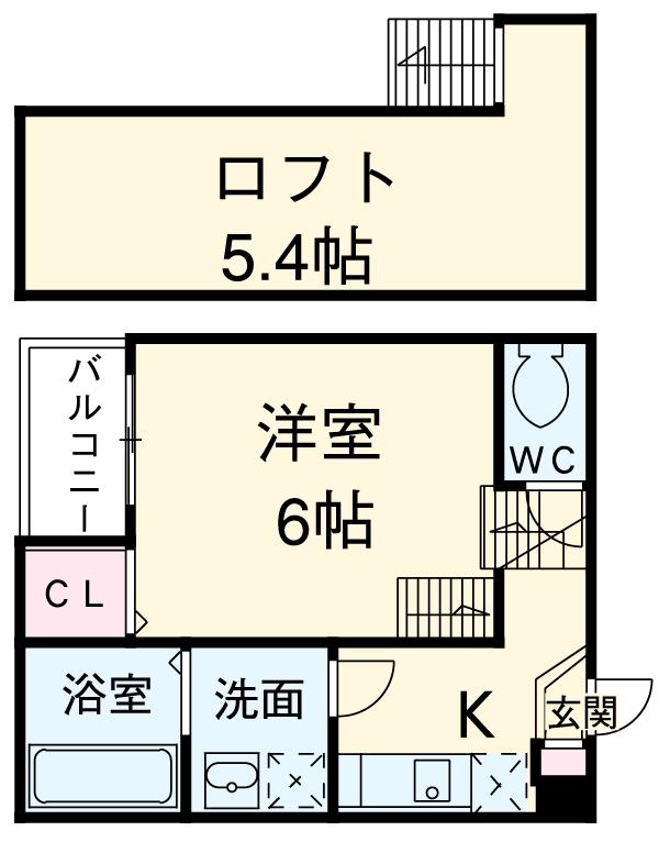 アルメリアⅡ(1K/2階)の間取り写真