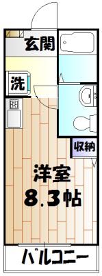 アールドヴィーヴル(ワンルーム/3階)の間取り写真