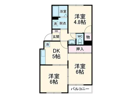 横浜上郷ハイツ(3DK/2階)の間取り写真