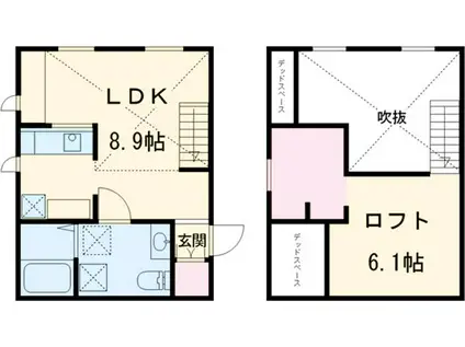 プリマ ユーカリが丘(1K/1階)の間取り写真