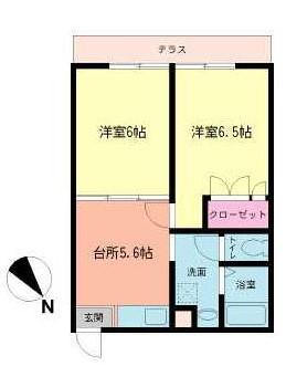 フォンテーヌ原宿南(2DK/2階)の間取り写真