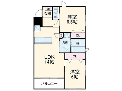 コルンムーメ(2LDK/3階)の間取り写真