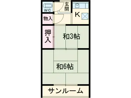 富田荘(2K/1階)の間取り写真