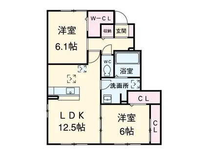 フィオーレ(2LDK/1階)の間取り写真
