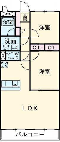 アーバンポイント三好Ⅱ(2LDK/2階)の間取り写真