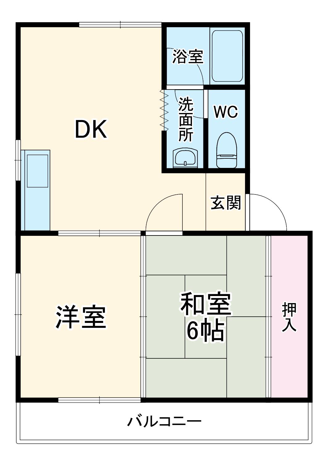 キャトルセゾン高村(2DK/3階)の間取り写真