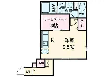 ビオレータ(ワンルーム/1階)の間取り写真