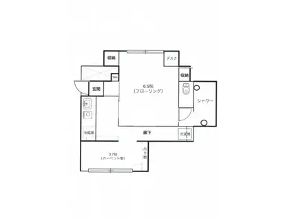 コーポ浜口 別館(2K/1階)の間取り写真