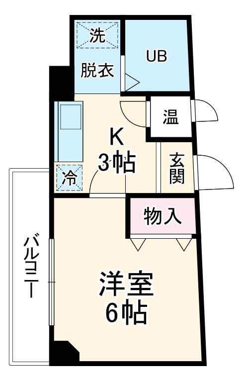 ドエル植田南(1K/3階)の間取り写真