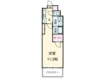 グランドソレイユ名駅(1K/13階)の間取り写真