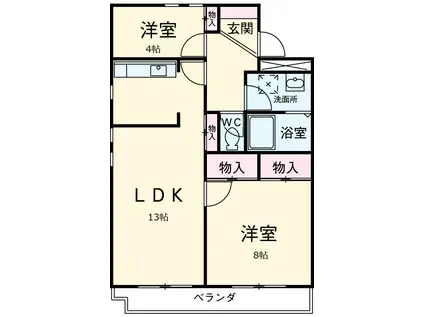 ヴェルドミール岡田(2LDK/3階)の間取り写真