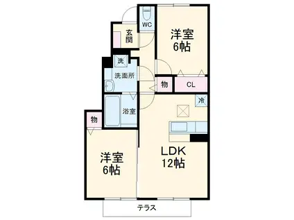 ソラティオ(2LDK/1階)の間取り写真