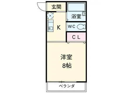 村瀬コーポ(1K/2階)の間取り写真