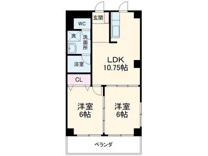 メゾン大橋Ⅲ(2LDK/2階)の間取り写真