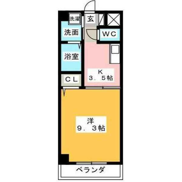 ラトリシエール(1DK/4階)の間取り写真
