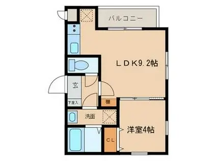 LEOARIES(1LDK/2階)の間取り写真