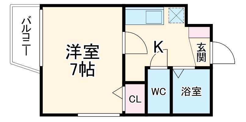 ドルフ亀島Ⅲ(1K/1階)の間取り写真