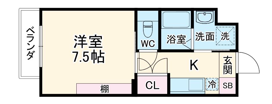 モルゲンレーテ(1K/1階)の間取り写真