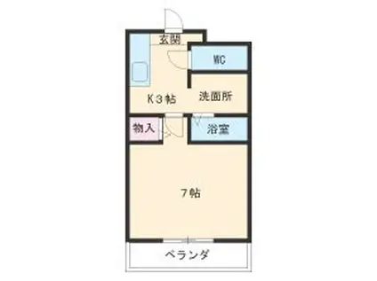 ハイツ草薙(1K/3階)の間取り写真