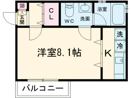 リリックコート笹六長島(1K/1階)の間取り写真