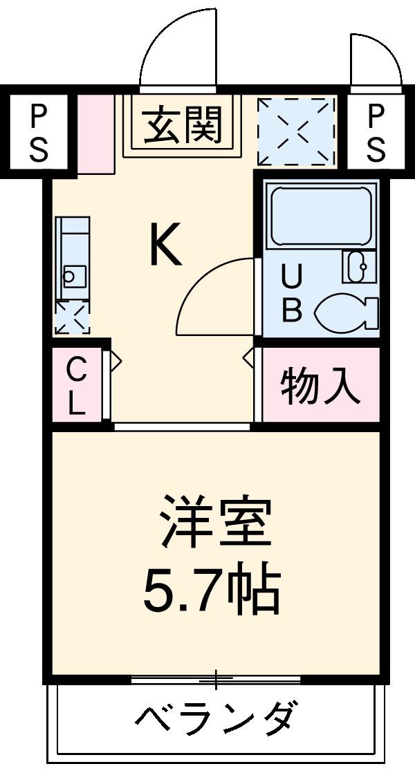 多摩学生マンション(1K/4階)の間取り写真