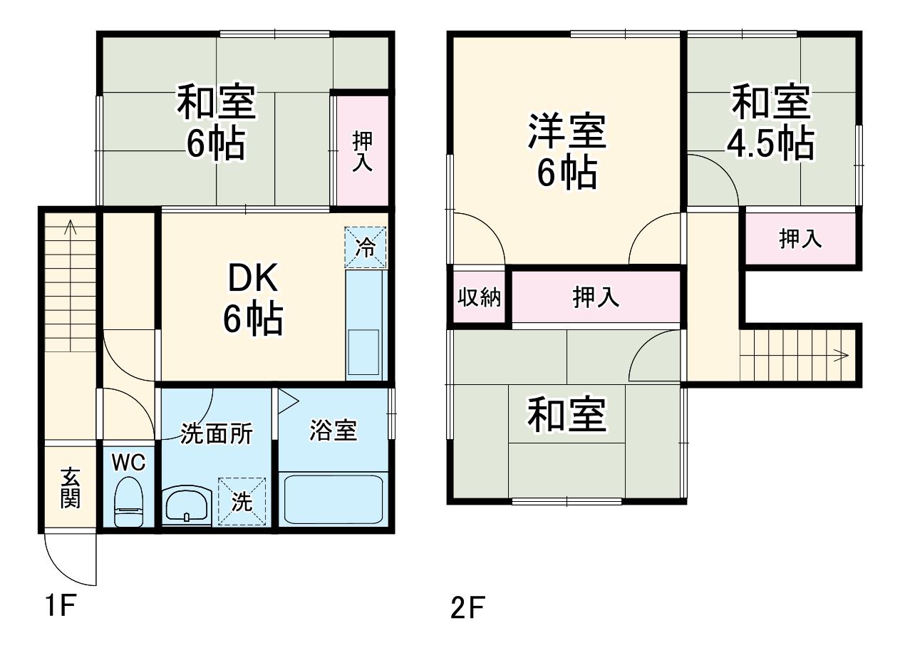 横浜線 橋本駅(神奈川) バス乗車時間：35分 稲生停バス停で下車 徒歩4分 2階建 築46年(4DK)の間取り写真