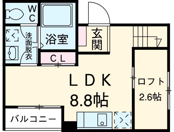 MERCUREⅡ(ワンルーム/2階)の間取り写真