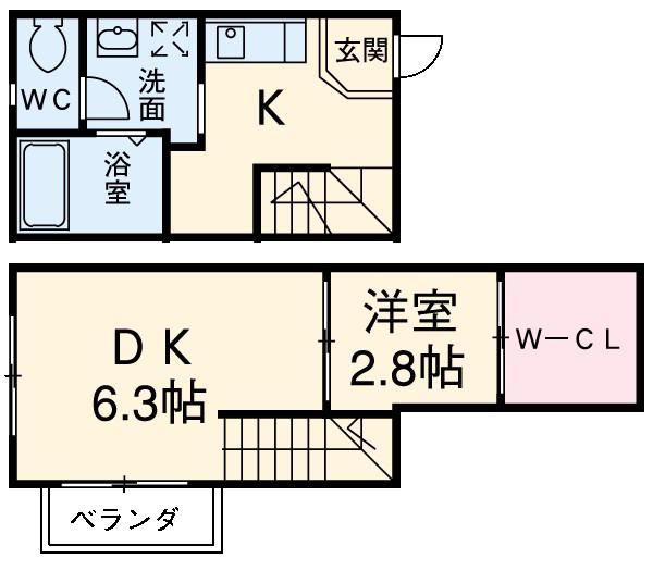 VIA・MONTE(1LDK/3階)の間取り写真