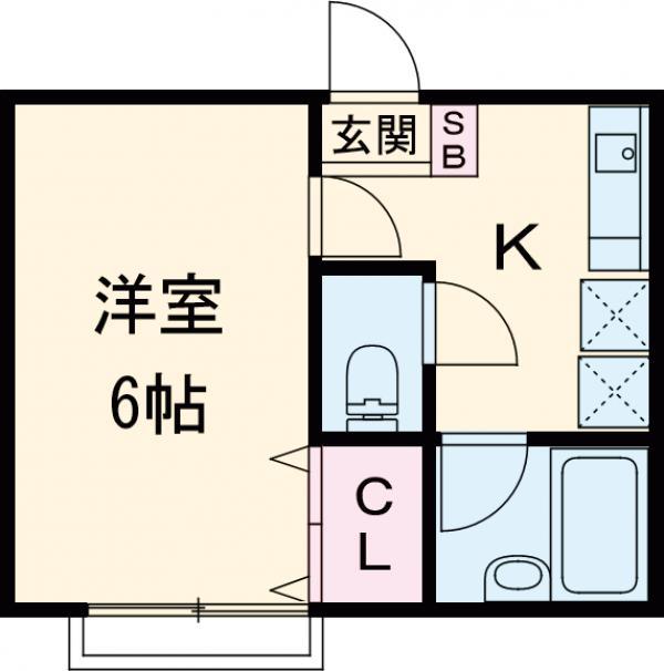 バーナルヒルズⅡA(1K/1階)の間取り写真