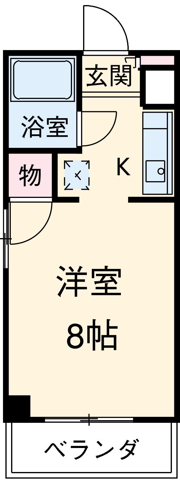 フローラ山王(ワンルーム/1階)の間取り写真