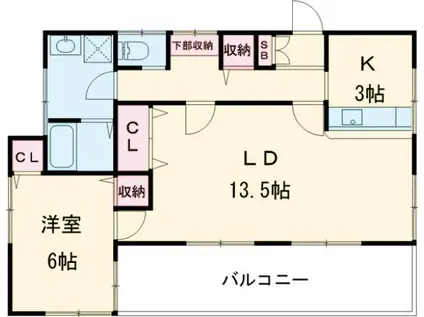 グランデ明奈(1LDK/2階)の間取り写真