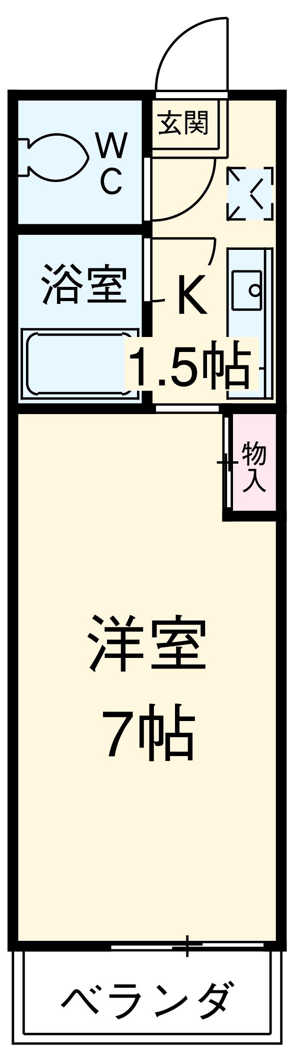 ファミール旭(1K/2階)の間取り写真