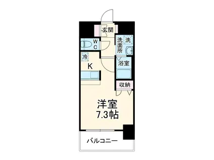 ライジングコート名古屋駅南(1K/6階)の間取り写真