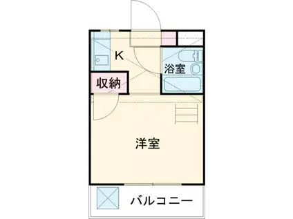 カーザ泉(1K/2階)の間取り写真