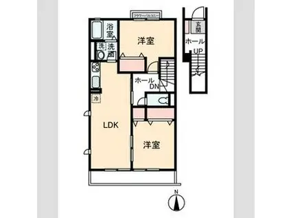 グレーシア中郷B(2LDK/2階)の間取り写真