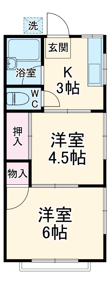 原宿ハイツ(2K/2階)の間取り写真