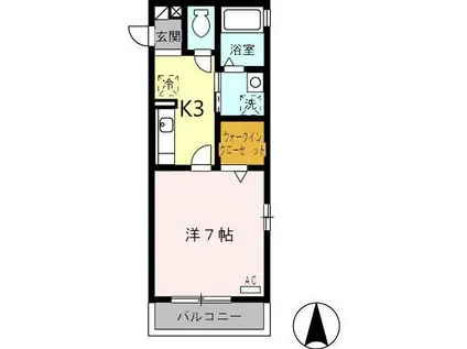 SUNMALL YUUGI Ⅵ(1K/1階)の間取り写真